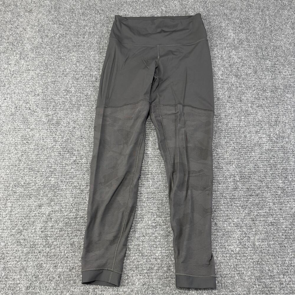 Lululemon Leggings Womens 10 Gray Camo Mesh Ankle Skinny Yoga Pants High Waist